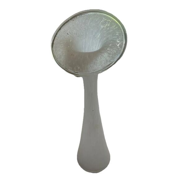 Jack In The Pulpit Vase White Splatter 15”‎ Hand Blown Art Glass - Picture 2 of 16